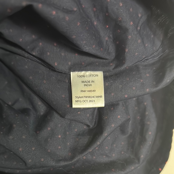 Men's Navy Blue Pattern Button-down Shirt by PD&C Size Medium - Picture 11 of 12